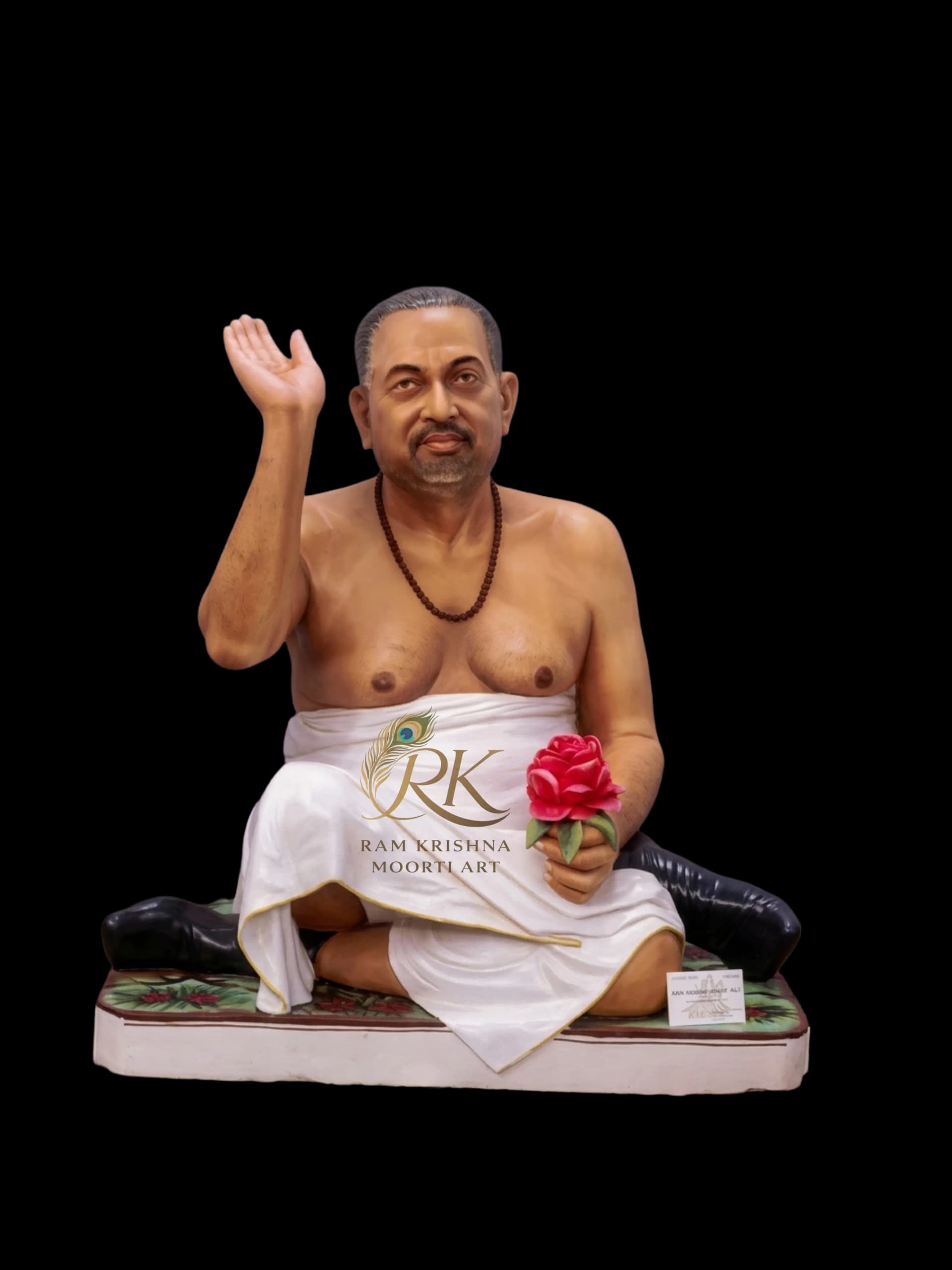 Custom handcrafted marble guru moorti made from photograph by Ram Krishna Moorti Art Jaipur