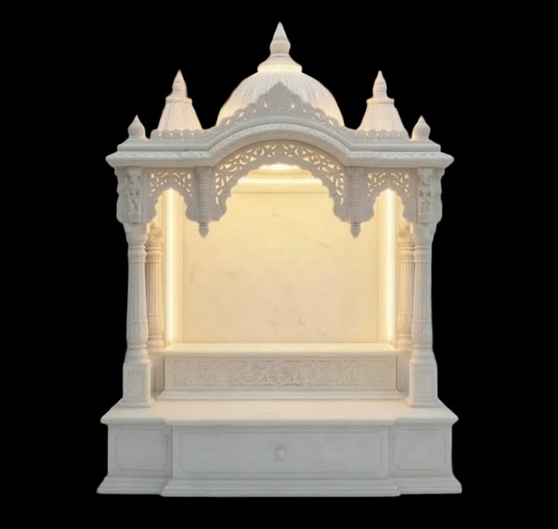 Luxury marble home mandir design by Ram Krishna Moorti Art Jaipur