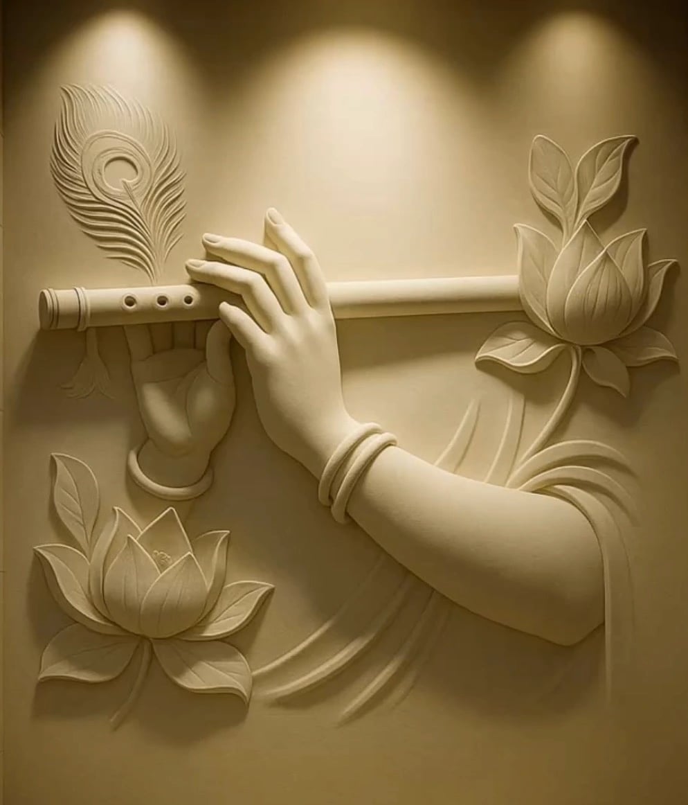 Luxury Krishna marble wall panel with CNC carving design