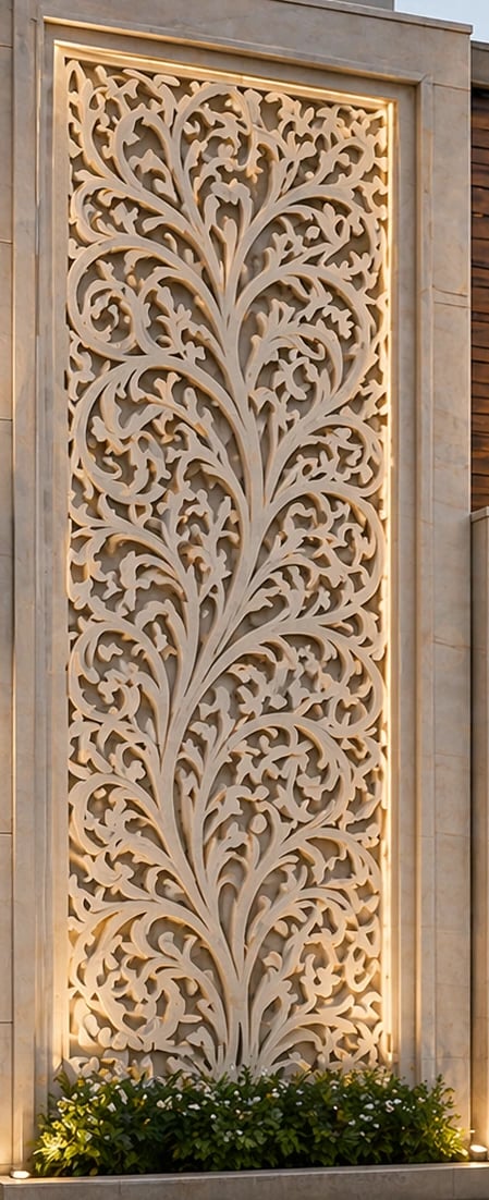 Luxury marble CNC jali design for modern home interiors