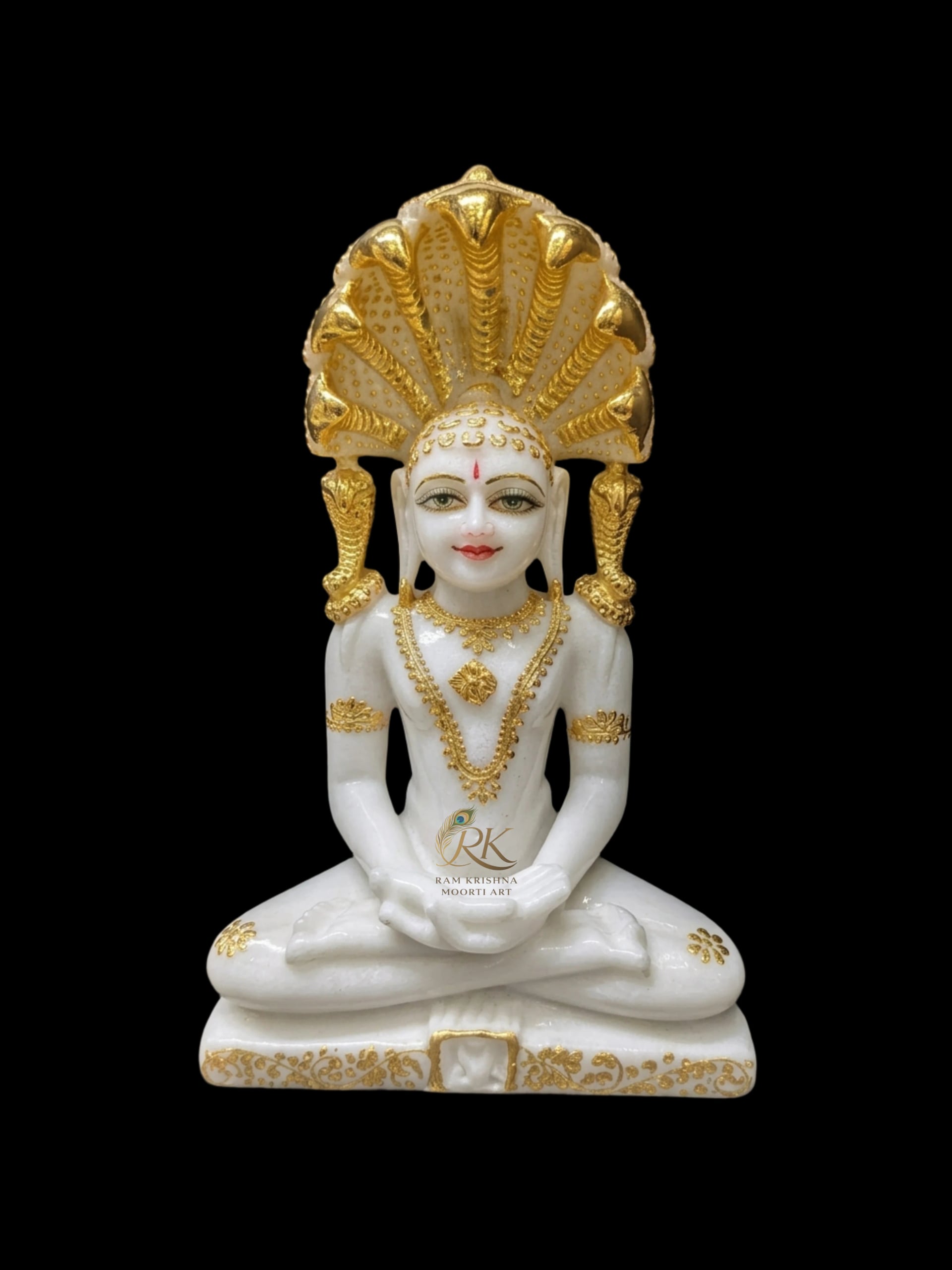 Jain Swami marble statue handcrafted in premium white marble