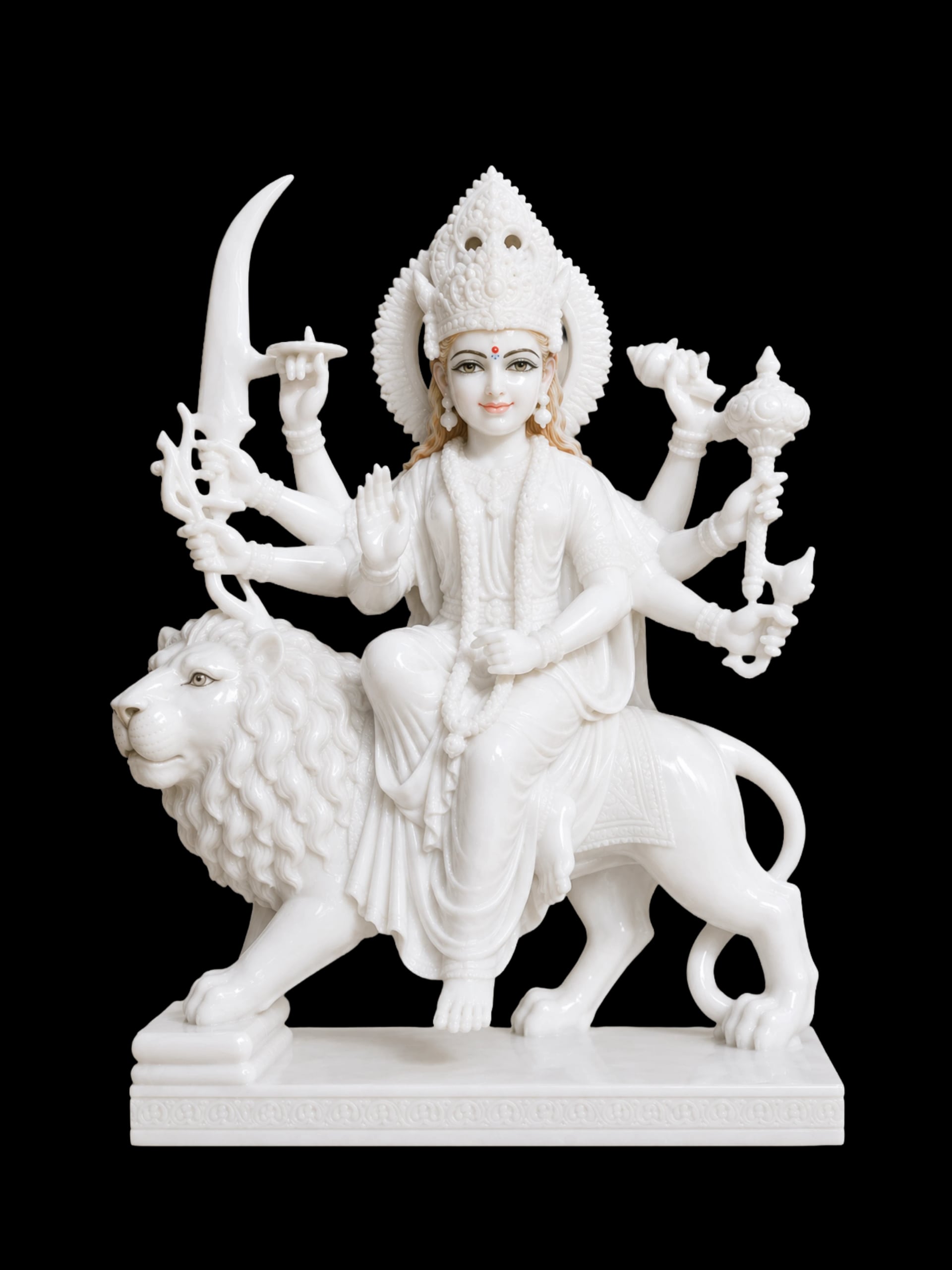 Maa Durga marble moorti handcrafted in Jaipur with fine detailing