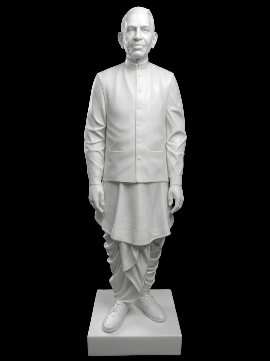 Standing white marble guru statue handcrafted in Jaipur