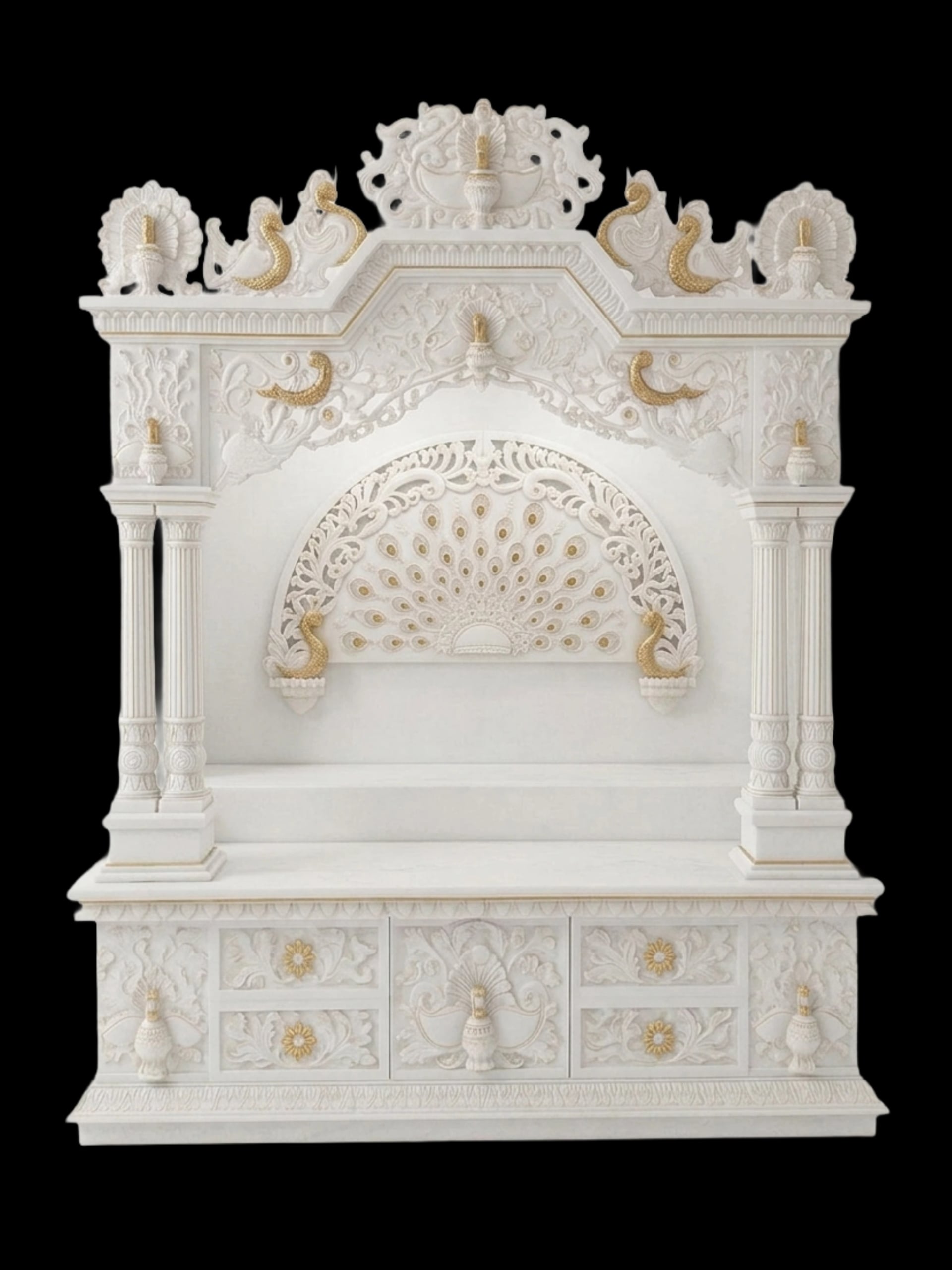 Premium handcrafted marble home mandir design