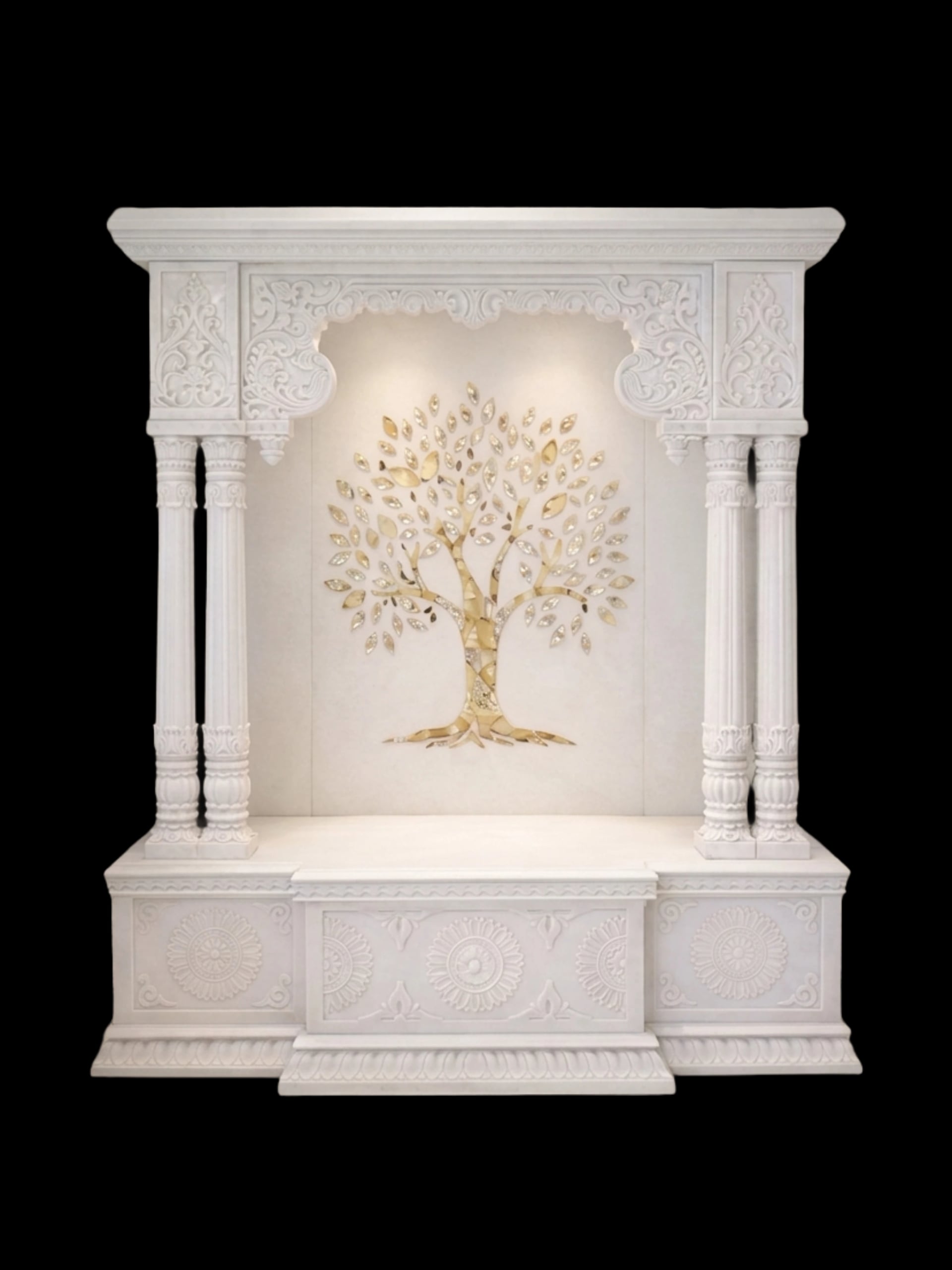 Elegant Hindu marble temple for home pooja room