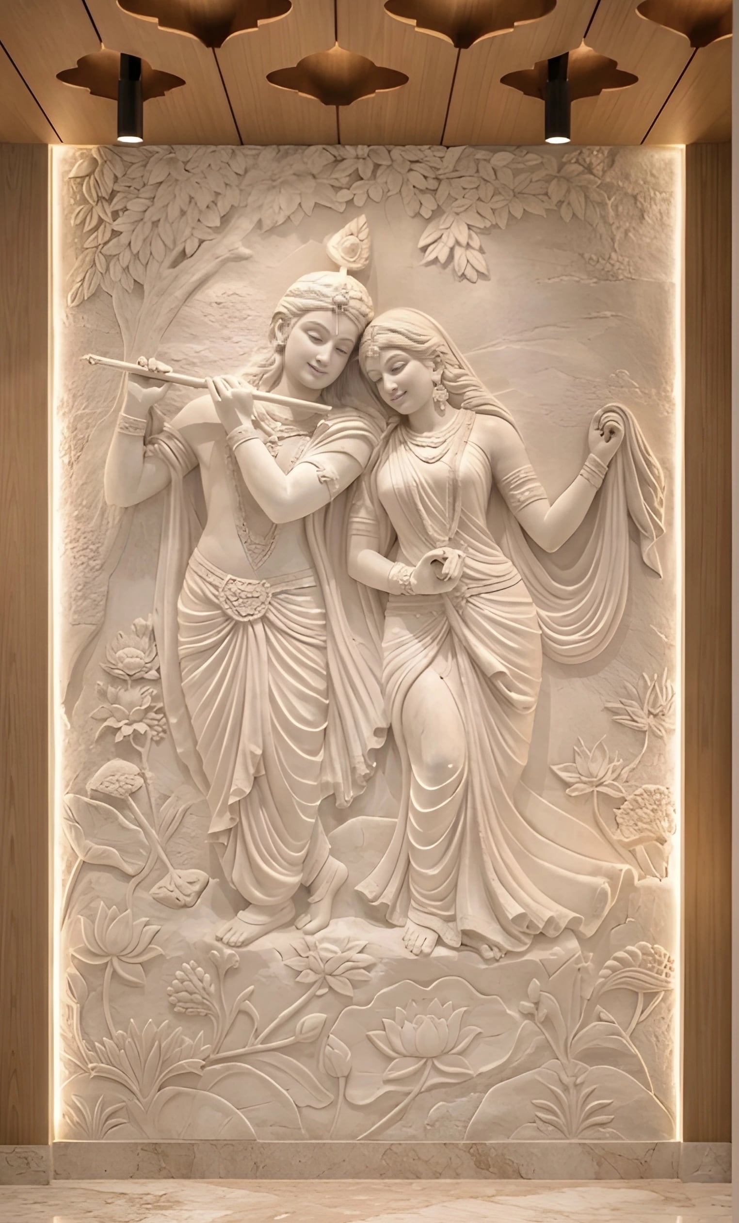Radha Krishna marble CNC wall panel for luxury interior design