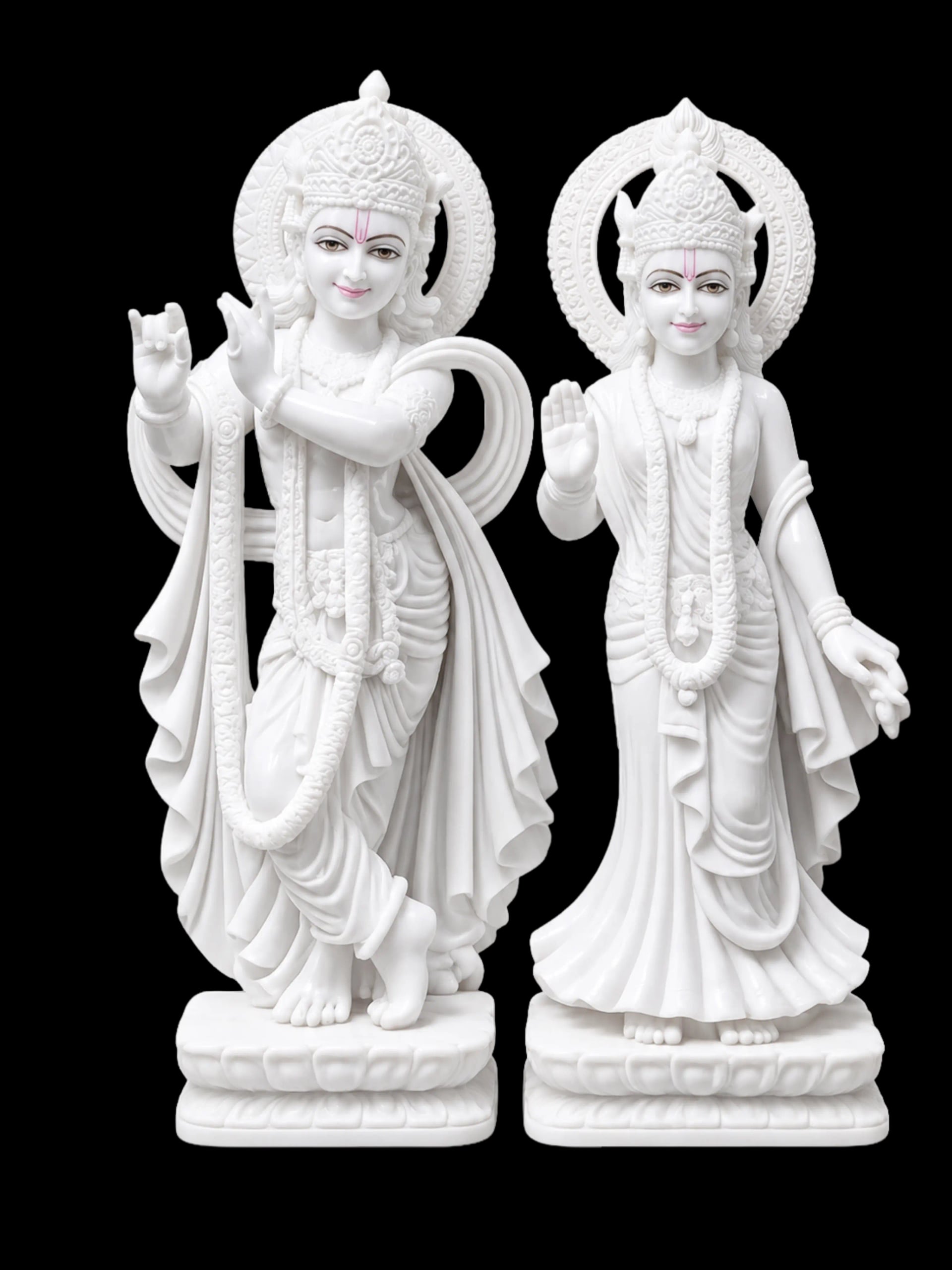 Radha Krishna marble murti carved from Makrana white marble